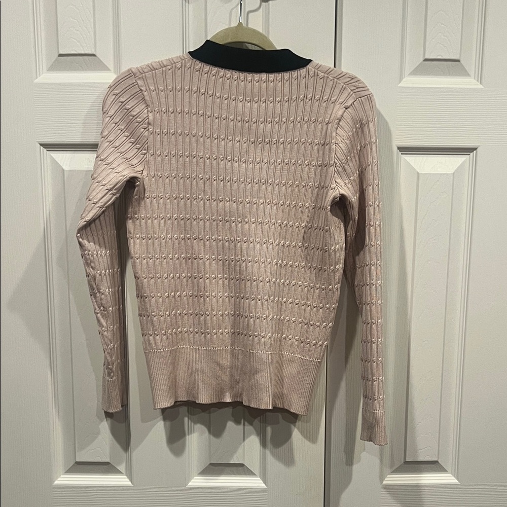Adrianna Papell tan Cardigan with Black and gold Accents - Picture 8 of 10